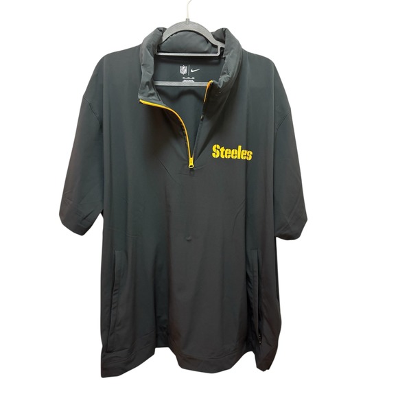 Nike Pittsburgh Steelers NFL Mens 2XL Black Quarter Zip Short Sleeve Windbreaker - Picture 3 of 9